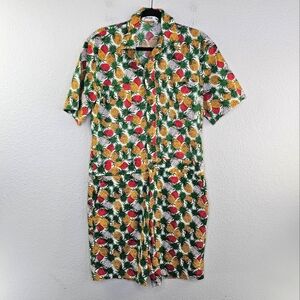 Love Sadie Pineapples Galore Butto Up Unisex Shorts Romper Medium